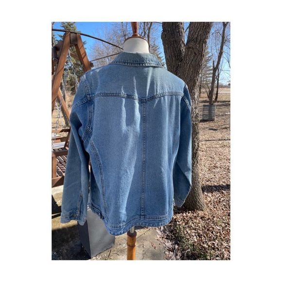 90s Cotton Ginny Plus Denim Jacket Med Wash Metal Buttons 4 Pocket Sz S - Picture 6 of 11